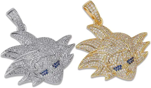 Vista 6 de KMASAL Hip Hop Cartoon Iced Out Bling Zirconia Pendant Chain Charm 18K Gold Plated Necklace for Men Women