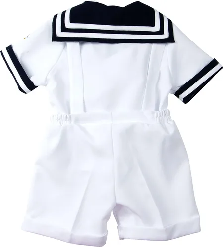Vista 14 de Conjunto de traje de marinero náutico con sombrero, para niños pequeños
