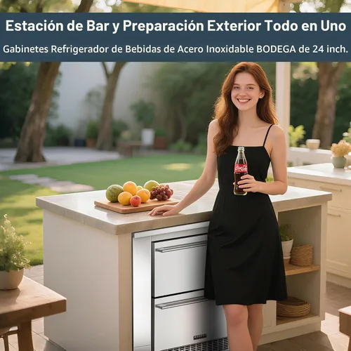 Vista 6 de BODEGA Gabinete de Cocina Exterior de Acero Inoxidable de 24 Pulgadas para Refrigerador de Bebidas, Módulo de Gabinetes de Electrodomésticos