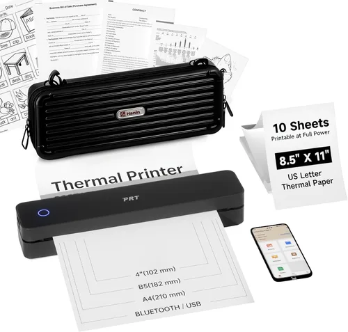 Vista 8 de PRT Impresora portátil térmica portátil, impresora Bluetooth sin tinta para Negro espacial