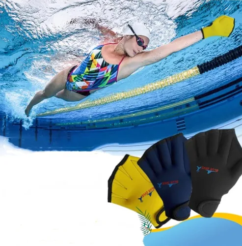 Vista 8 de 1 par de guantes de malla de natación, guantes de entrenamiento, palas de fitness acuático, resistencia al agua, tela de mano para hombres, mujeres