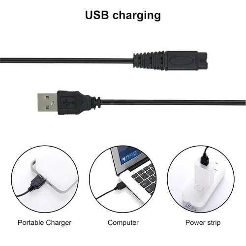 Vista 4 de 2 unidades LinMei Shaver Cable de carga para Microtouch Solo Afeitadora Eléctrica Solo Trimmer Cable de carga USB Cargador Solo Razor 31.5 pulgadas