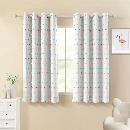 Vista 26 de MYSKY HOME - Cortinas opacas rosadas para dormitorio de niñas de 54 pulgadas de largo, cortinas cortas para tratamiento de ventanas, 100% cortinas