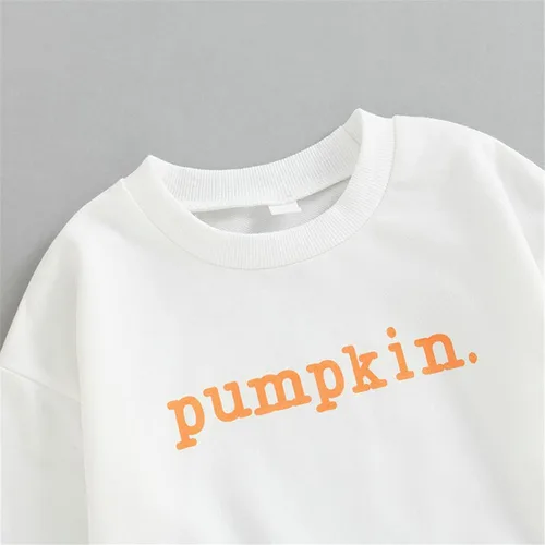 Vista 5 de Conjunto de 2 piezas de ropa de otoño de manga larga con cuello redondo y calabaza