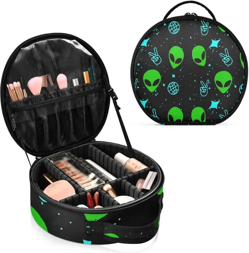 Vista 2 de Augenstern Bolsa de maquillaje de viaje Bolsa de cosméticos Harajuku-punk-alien Girl Organizador portátil Maquillaje tren caso de mujer Neceser