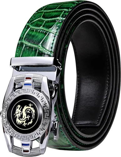 Vista 40 de Barry.Wang Cinturón de trinquete de cuero para hombre 1 3/8" hebilla A Oro Verde