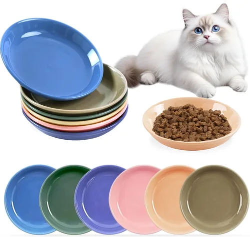 Vista 12 de Paquete de 6 cuencos de cerámica para gatos, cuenco de comida para gatos, juego de cuencos para gatos anti-fatiga de bigotes, platos anchos y poco