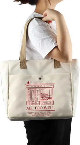 Vista 7 de TOBGBE Bolsa para álbum de cantante – Letra de canción romántica, regalo inspirado en la música, bolsa para amantes de la música, Blanco sucio