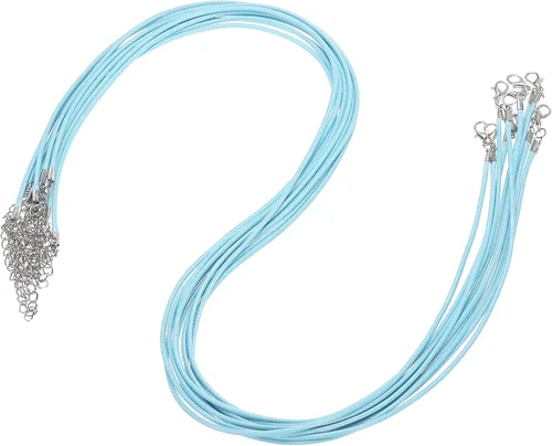 Vista 100 de MECCANIXITY 10 cordones de collar encerado de 18 pulgadas, cadena de collar a granel con cierre de 0.059 in de cuerda de cuero encerado para hacer