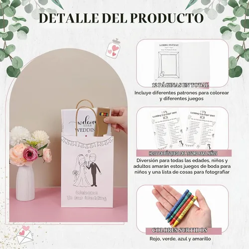 Vista 3 de Gueevin - Juego de 48 libros para colorear de boda para niños, crayones Wedding Activities for Kids, Kids Wedding Favors, Activity Pages and