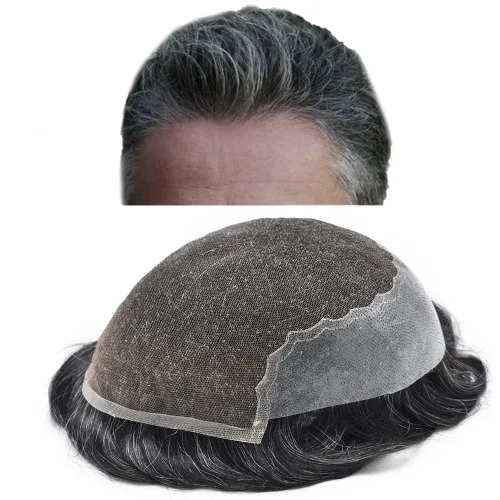 Vista 50 de Mens Toupee Human Hair Replacement System Swiss Lace Toupee For Men Hair Piece Protesis Capilar Mens Hairpiece 5X7#1 Jet Black 120% Density