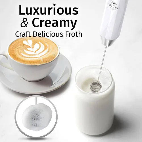 Vista 308 de Zulay Milk Boss Espumador de leche potente manual, hace espuma para latte, batidor para mezclar bebidas, café, miniespumador para capuchino, frappé