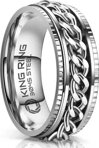 Vista 10 de King Ring 8mm Super Spinner Stainless Steel Fidget Rings – Designed in USA Negro