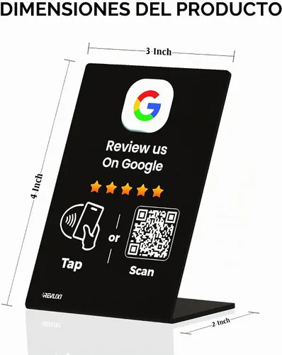 Vista 4 de Soporte de revisión de Google (2 piezas) - Boost Google Reviews con soporte reutilizable para tarjetas de Google Review Tap y soporte de código QR