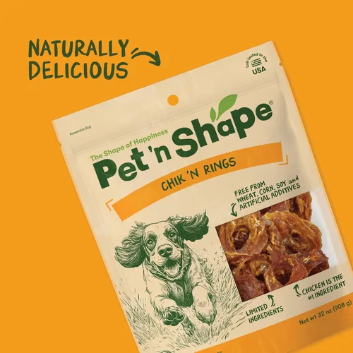 Vista 5 de Pet 'n Shape Chik 'n Rings, golosinas naturales de pechuga de pollo para perros, 32 onzas