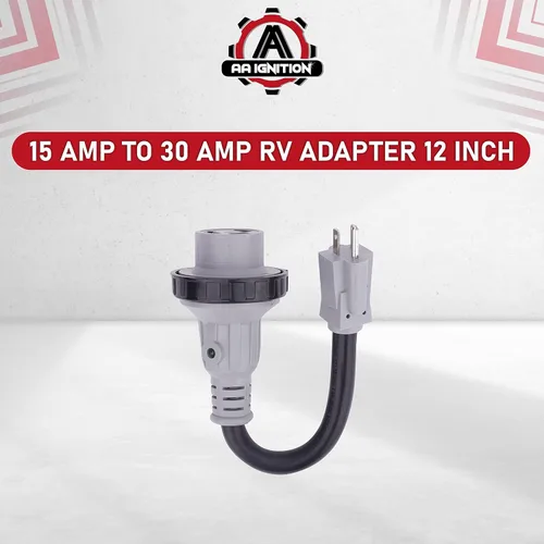 Vista 6 de AA Ignition Adaptador RV de 15 amperios a 30 amperios de 12 pulgadas, macho 5-15P a hembra L5-30R, enchufe convertidor eléctrico Dogbone de 125