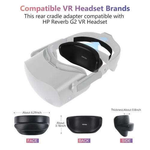 Vista 2 de VR Head Rear Pad Replacement for HP Reverb G2 and Valve Index VR Headset Memory Foam Back Sponge Adjustable Portable Cradle Fit Small HeadCompatible