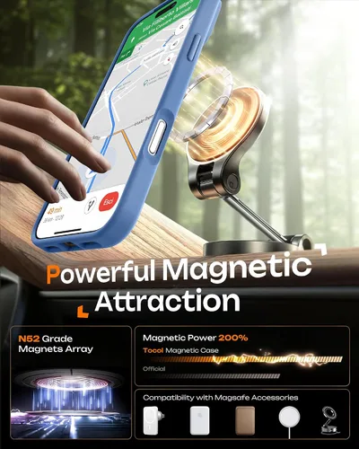 Vista 191 de TOCOL Funda para iPhone 11, compatible con Magsafe, protección completa de cámara, imanes integrados, protección contra caídas, funda translúcida