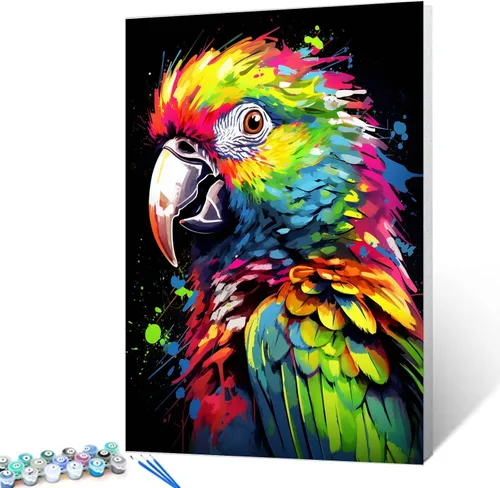 Vista 9 de Tucocoo Kit de pintura por números de lobo colorido, lienzo de 16 x 20 pulgadas, pintura al óleo digital para adultos con pinceles y pigmento Obras