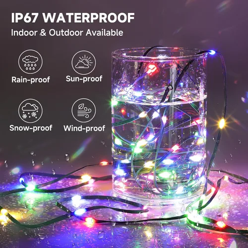 Vista 3 de Mlambert - Luces de Navidad de 1050 LED, 344 pies, luces de hadas impermeables para exteriores con control remoto, 8 modos, iluminación