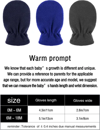 Vista 3 de 4 pares de guantes de bebé, guantes de invierno térmicos gruesos de forro polar para recién nacidos, unisex, para niños y niñas