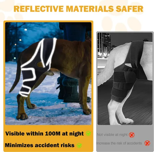 Vista 5 de Rodillera para perros con ACL desgarrado, soportes ajustables para patas de perro, soporte de soporte para patas traseras o delanteras, soporte