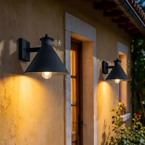 Vista 14 de Paquete de 2 apliques de pared de cuello de ganso estilo granja, luces de granero, sensor de movimiento y del anochecer al amanecer, accesorios