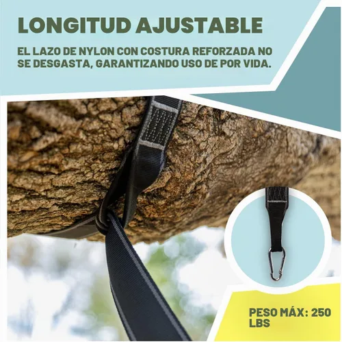 Vista 4 de Squirrel Products Dos correas de nailon para colgar columpios de árbol de 15 pies cada una