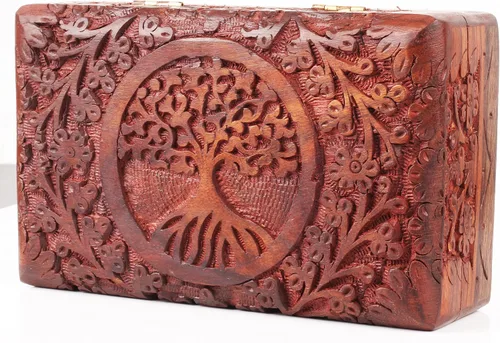Vista 2 de ARTISENIA Regalos para el Día del Padre, caja organizadora de madera hecha a mano, caja celta de recuerdo con diseño de árbol de la vida