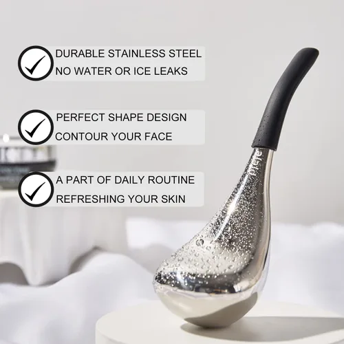 Vista 2 de pfefe Globos de Hielo Herramientas para el Cuidado de la Piel Facial para Mujeres Cara y Ojos, Palitos Criogénicos de Belleza Facial de Acero