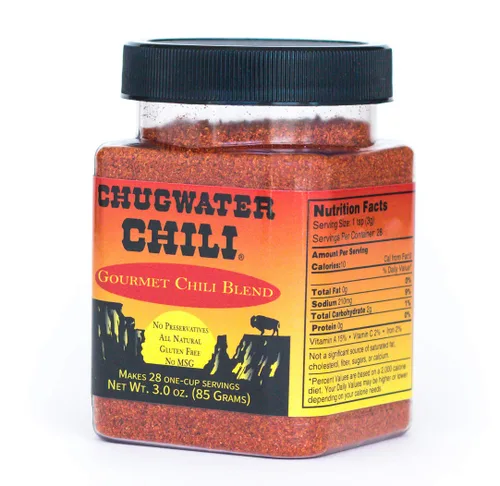 Vista 2 de Chugwater Chili Mezcla de condimentos gourmet de chile y condimento para tacos Tina de 3 onzas Receta de chile del Campeonato Estatal de Wyoming
