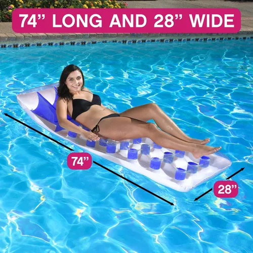 Vista 7 de Poolmaster Flotador inflable clásico francés de bolsillo para piscina, para adultos, color azul