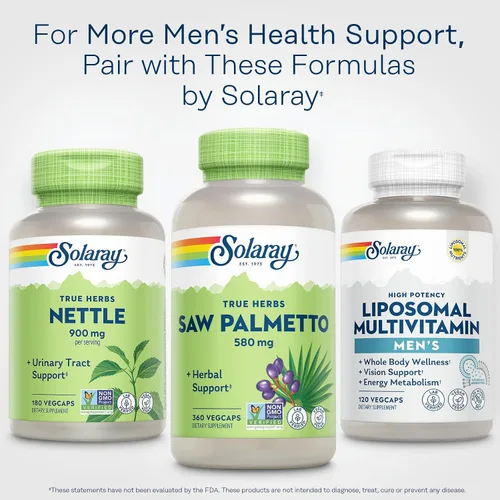 Vista 6 de SOLARAY Saw Palmetto Berries 580mg - Suplementos de bienestar para hombres - Saw Palmetto para hombres a medida que envejecen - 3 cápsulas vegetales