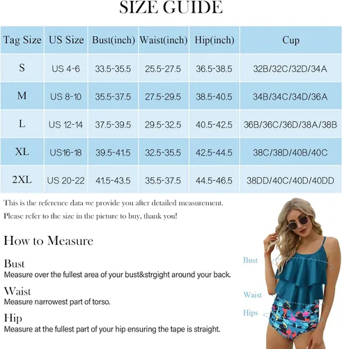 Vista 2 de Jodimitty 2 Piece High Waisted Tummy Control Bathing Suit Tankini for Bikini Set