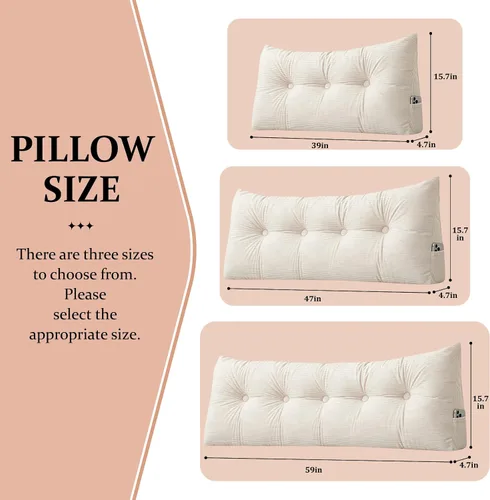 Vista 6 de Almohadas de cuña para cabecero, tamaño individual XL, almohadas de respaldo para sentarse en la cama, cojín triangular grande, almohada de sofá
