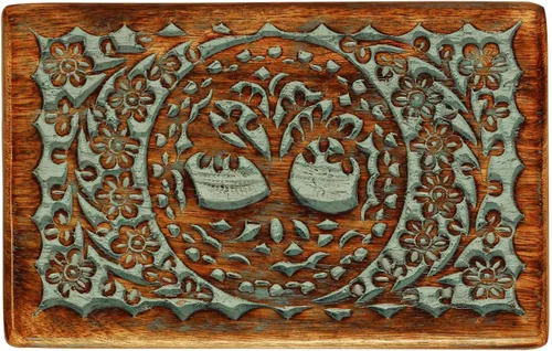Vista 2 de ETROVES Joyero de madera de 8 pulgadas, hecho a mano, portátil, organizador de tesoros, recuerdo, caja de almacenamiento de memoria de madera