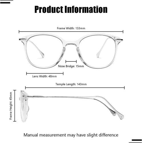 Vista 3 de Gafas redondas retro con bloqueo de luz azul para mujeres y hombres