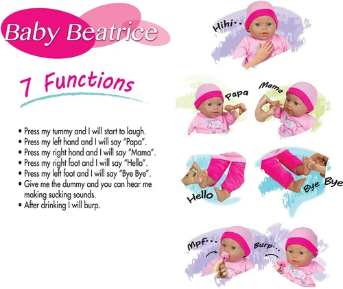 Vista 3 de Lissi Muñeca de bebé interactiva de 16 pulgadas con accesorios, 16 pulgadas, rosa
