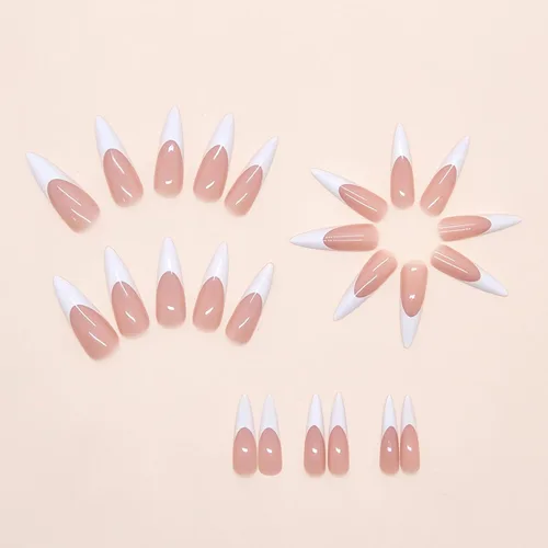 Vista 2 de BABALAL Uñas Postizas Largas de Estilete para Pegar Blancas Uñas Falsas con Punta Francesa Diseño con Pegamento Suministros de Arte 24 Piezas XL