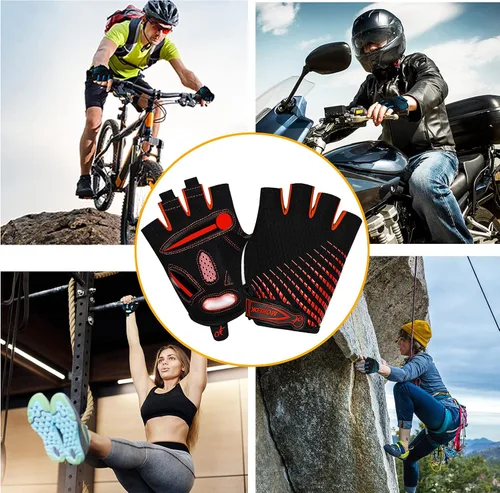 Vista 6 de MOREOK Guantes de ciclismo para hombres y mujeres con almohadilla de gel de 0.197 in - Bicicleta de carretera MTB, ciclismo, entrenamiento