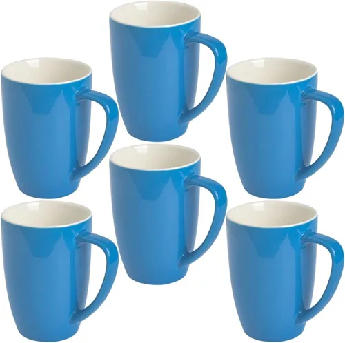 Vista 17 de homEdge Juego de tazas de porcelana, taza de 16 onzas para té, latte, moca, chocolate caliente, juego de 6, colores surtidos