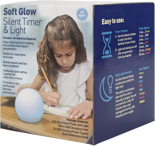 Vista 8 de Temporizador silencioso de brillo suave y luz que cambia de color para bebés, niños y profesores, luz nocturna en casa o actividades programadas
