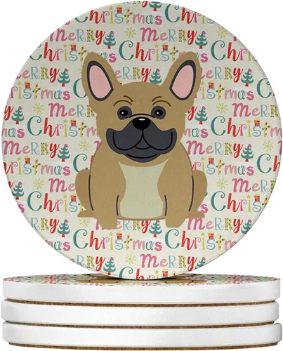 Vista 42 de Abyssinian Sand Terrier Merry Christmas - Posavasos grandes de piedra arenisca (4 unidades)
