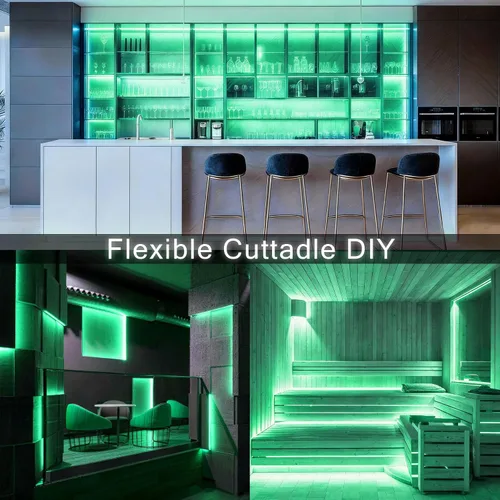 Vista 7 de Tira de luces LED COB verde de 10 pies, 24 V, regulable, alta CRI95+, ultra brillante, flexible, tira de luces LED, tira de luces para el día de San
