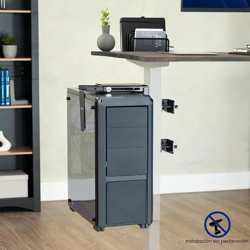 Vista 2 de VIVO Soporte Ajustable con Abrazadera para PC de Pata de Escritorio, Soporte para PC Bajo el Escritorio, Soporte de Carcasa de Computadora CPU