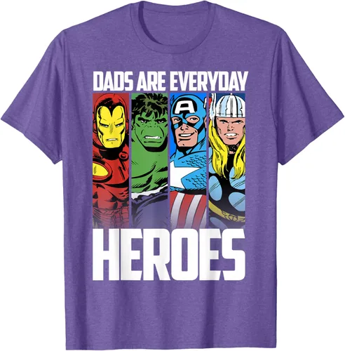 Vista 10 de Marvel Camiseta gráfica de héroes cotidianos para el Día del Padre de los Vengadores, Negro