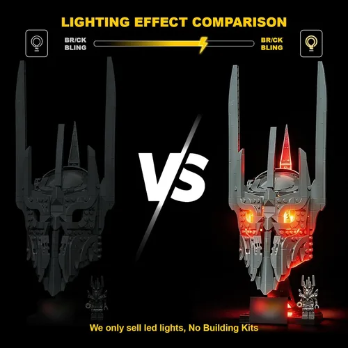 Vista 4 de Vaodest Kit de luces LED compatible con el casco Lego Barad-dûr Sauron 11373, luces de modelo de construcción con diseño de cable oculto, juego
