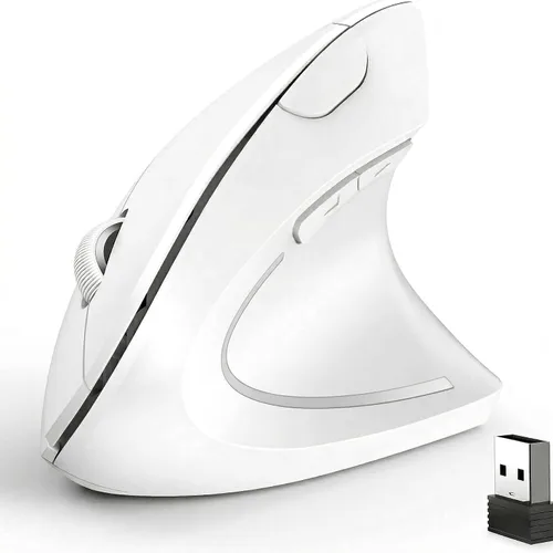 Vista 13 de Ratón inalámbrico vertical ergonómico, elegante, recargable, 2.4G, ratón óptico inalámbrico con receptor USB, 800/1200/1600 DPI, 5 botones