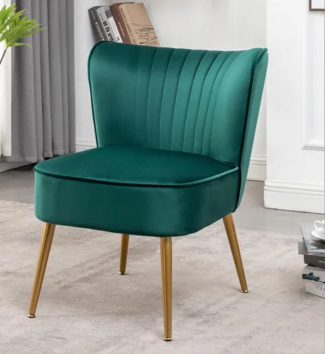 Vista 13 de Container Furniture Direct Silla moderna de terciopelo para sala de estar, dormitorio o entrada, diseño elegante y cómodo sin brazos con patas