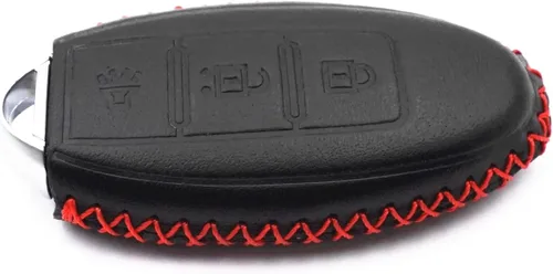 Vista 6 de Funda de cuero inteligente con 3 botones para llavero Infiniti EX35 FX35 QX50 QX70 Nissan Versa Rogue Pathfinder 370Z Armada Juke Murano Titan Negro